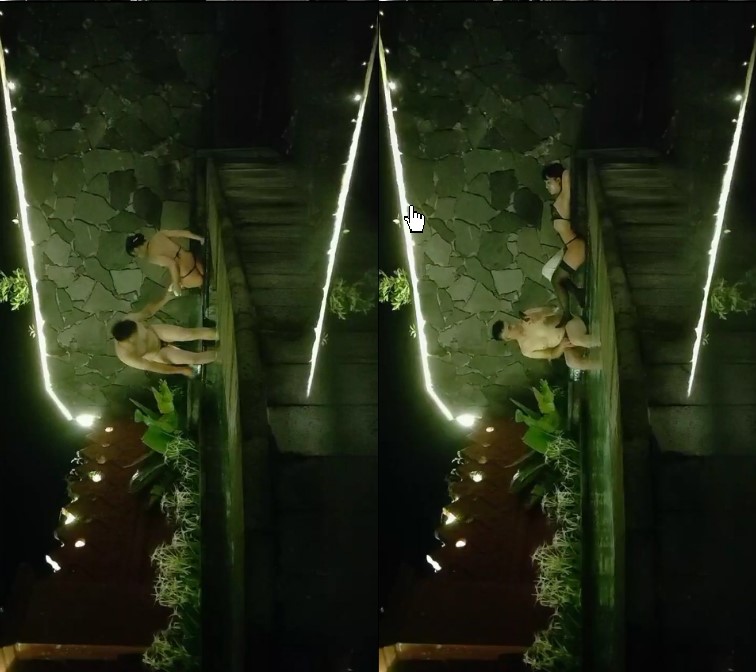 【真实夫妻探花】，夜深人静之时，良家夫妻约单男，泳池内激情3P