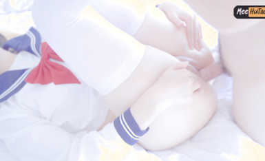 抱着白丝腿子要被操坏掉了，是一只被注满精液的肉便器了