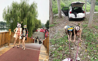 頂級調教大神『帝都金領S』最新調教視頻，雙飛姐妹花 商場露出 人前調教，別人眼裡的女神在金主面前就是條小母狗 (2)