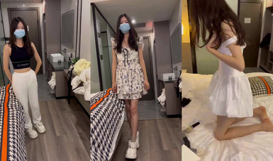 碎花洋裙清純還未開苞的大學生妹子，約拍私密寫真，半推半就被攝影師道具調情，玩弄粉穴(2)