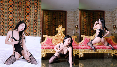 6月新品，高顏值美模【Yui】超清私拍，連體鏤空情趣露奶露逼，一線天肥厚鮑魚誘惑十足-2